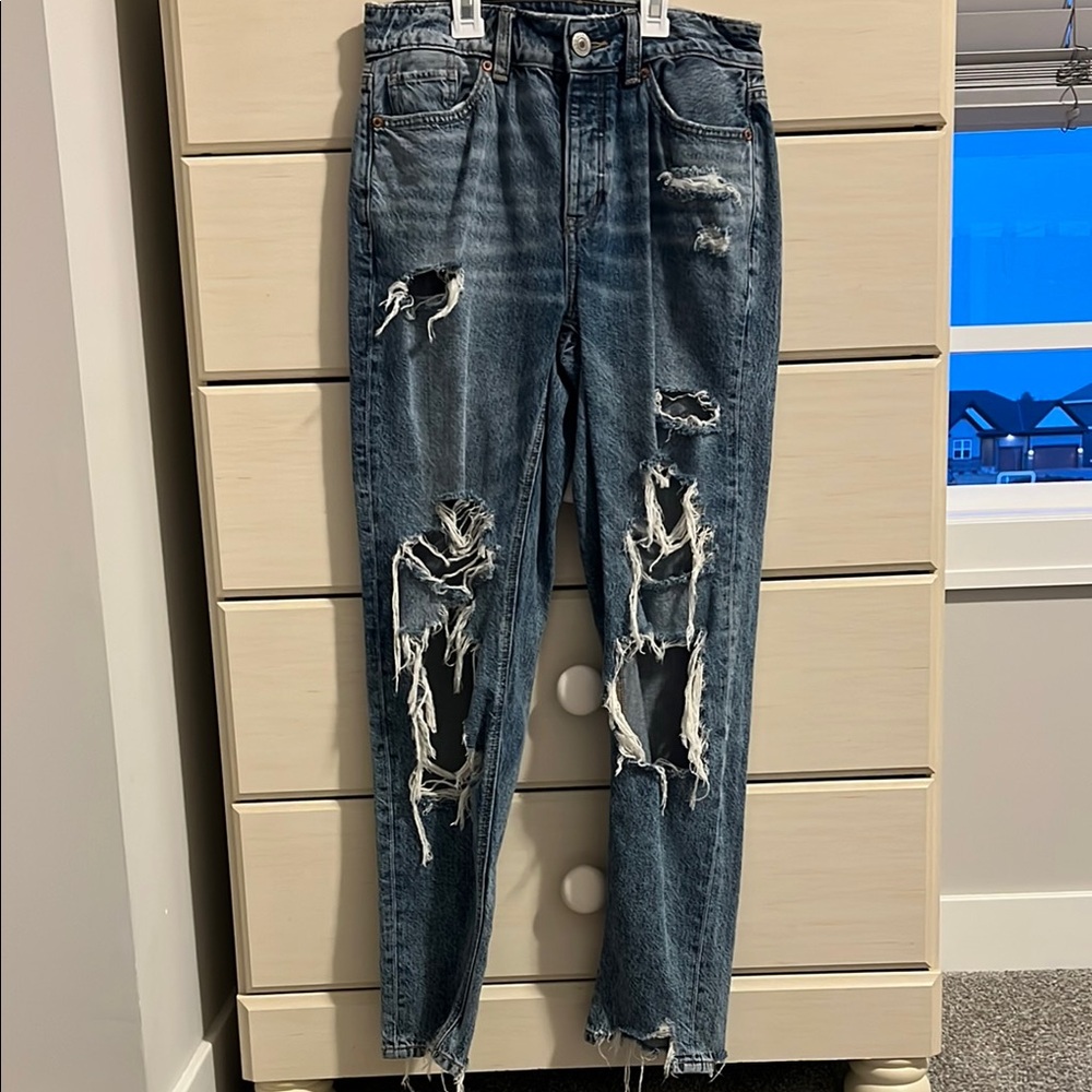 Distressed Blue Jeans